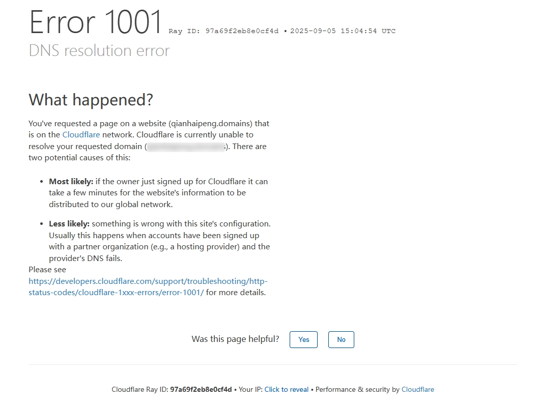 DNS resolution error