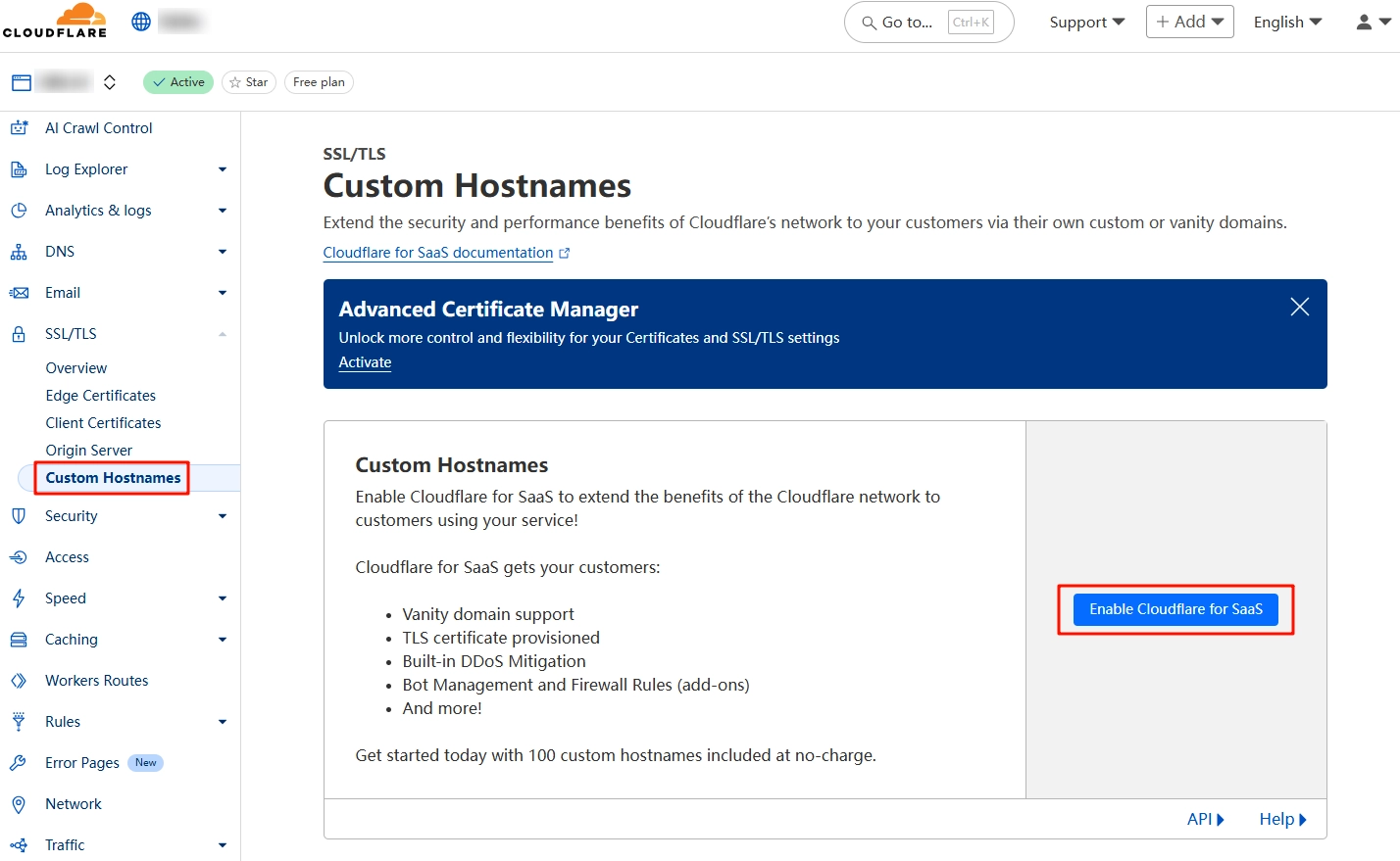订阅 Cloudflare for SaaS