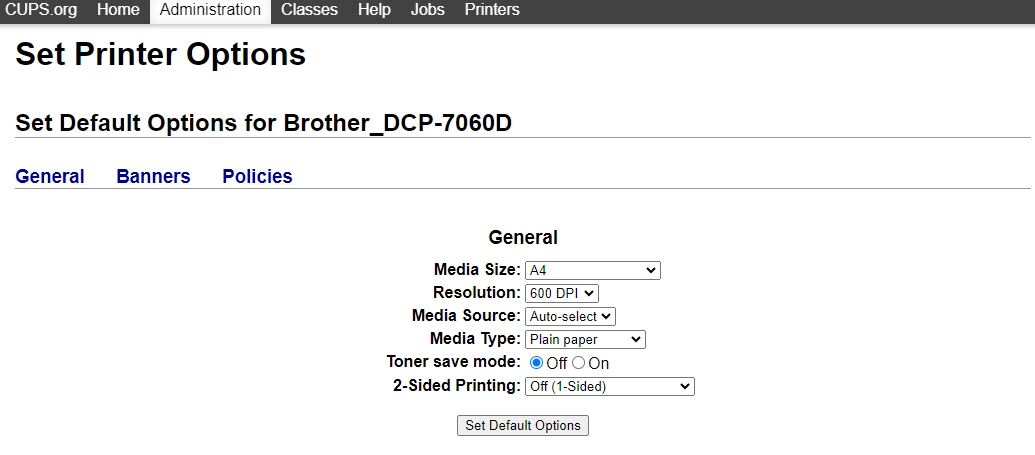 打印机默认设置
