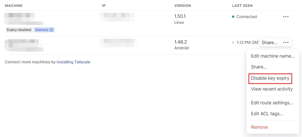 关闭 Key 到期时间