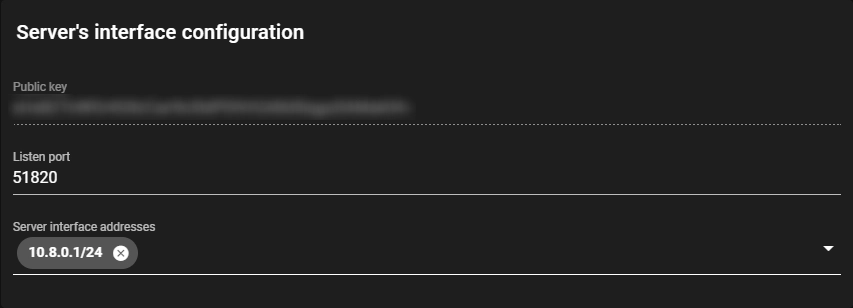 Server's interface configuration