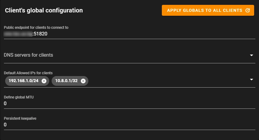 Client's global configuration