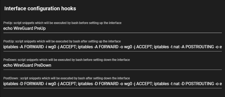 Interface configuration hooks